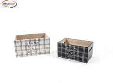 SET 2 CASSETTE LEGNO NERO BIANCO KITCHEN RETTANGOLARI