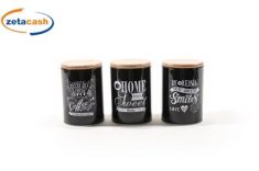 BARATTOLO LATTA NERO SCRITTA BIANCA TAPPO EFF LEGNO H16D11