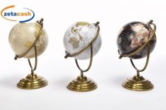 MAPPAMONDO IN OTTONE E LEGNO CM 14X15XH22 CM