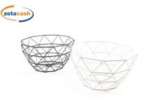 CESTINO IN METALLO BIANCO DIAMETRO CM 26