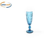 FLUTE 6 PEZZI IN VETRO COLORATO BLU IN PASTA JEWEL 6X20CM