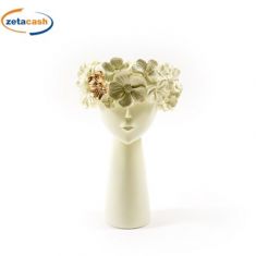 PORTAVASO IN RESINA BIANCO CREMA 20 X 16 CM H 29 CM