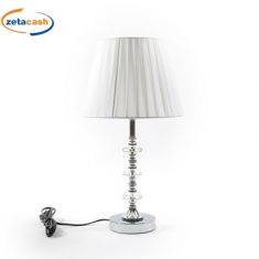 LAMPADA CRYSTAL IN METALLO CON DIAMANTI CAPPA BIANCA 28X51CM