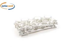 PORTACANDELA RAMI BIANCO 3 FUOCHI 34X17XH9 CM