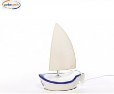 LAMPADA SAILING BASE CERAMICA VELA TESSUTO H34X26X12 CM