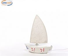 LAMPADA SAILING BASE CERAMICA BIANCA VELA TESS H34X26X12CM