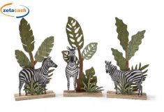 SCENA SAFARI IN LEGNO CON BASE 16,5X5XH31