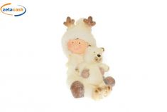 BAMBOLOTTO IN CERAMICA LIVIO CON ORSETTO 21X21X H. 31 CM.