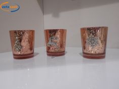 BICCHIERE PORTACANDELA DIAMOND IN VETRO D. 6 CM.