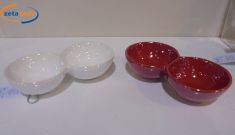 CIOTOLA DOPPIA PER ANTIPASTI IN CERAMICA CM. 17,5X9XH.4,5