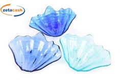 CIOTOLA VETRO OSTRICA 14.5X18.5 CM COL ASS