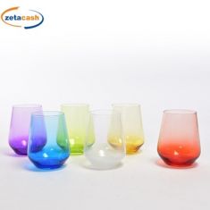 BICCHIERI 6 PEZZI IN VETRO COLORI ASSORTITI PASTELLO