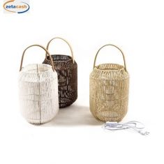 LAMPADA METALLO E CARTA MANICO LEGNO H30 D22 CM COL ASS