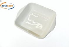 PIROFILA QUADRATA RIGATA BIANCA CON MANICI 25X21X6 CM