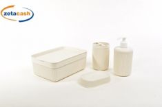 COMPLETO DA BAGNO IN PLASTICA 5 PEZZI ECRU