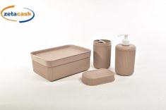 COMPLETO DA BAGNO 5 PEZZI IN PLASTICA TORTORA