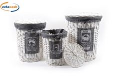 CESTO TONDO LAVANDERIA PICCOLO VIMINI BIANCO C/SACC.