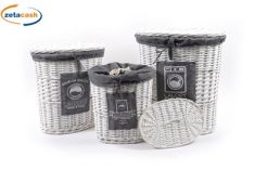 CESTO OVALE LAVANDERIA PICCOLO VIMINI BIANCO C/SACC.