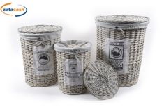 CESTO TONDO LAVANDERIA PICCOLO VIMINI GRIGIO C/SACC.