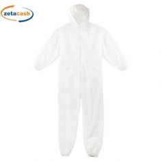 TUTA DI PROTEZIONE CON CAPPUCCIO E CERNIERA BIANCO TG L