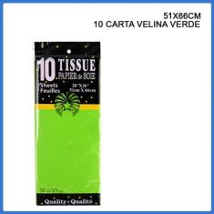 CARTA VELINA 10 FOGLI VERDE 51 X 66 CM