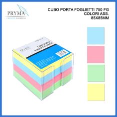 CUBO PORTA FOGLIETTI CON 750 FOGLI ASSORTITI 85X85MM