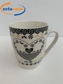 TAZZA IN CERAMICA CON DECORAZIONE CUORE FIORI 385 ML