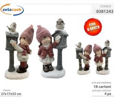 BIMBO O BIMBA IN TERRACOTTA CON POSTA E LUCI CM 27X17X53