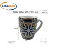 TAZZA IN CERAMICA CON DECORAZ VIETRI BLU 385 ML