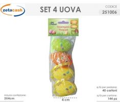 SET 4 UOVA PASQUALI 3X4 CM POLISTIROLO COLORATE