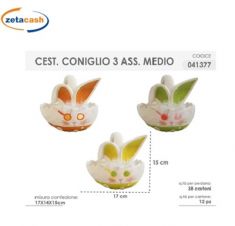 CESTINO CONIGLIO CERAMICA H17X14X15CM