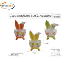 CESTINO CONIGLIO CERAMICA H13X8X8 CM ASS