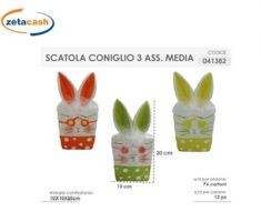 SCATOLA CONIGLIO CERAMICA H20X10X10CM ASS