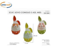 SCATOLA UOVO CONIGLIO CERAMICA H23X11X11CM ASS