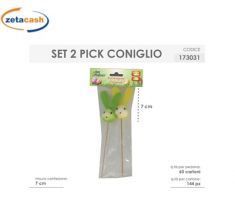 SET 2 PICK CONIGLIO POLISTIROLO 7 CM ASS