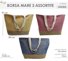 BORSA MARE A TINTA UNITA CON BASE JUTA CM 57X17XH40