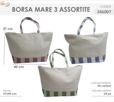 BORSA MARE CON MANICI A FASCE COLORATE CM 57X17XH40