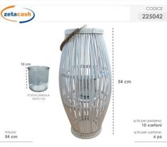LANTERNA BIANCA IN BAMBOO H 54 CM