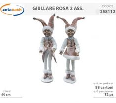 GIULLARE IN CERAMICA E LEGNO DI PINO ROSA H 49CM