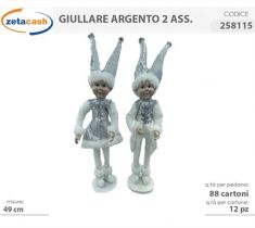 GIULLARE IN CERAMICA E LEGNO DI PINO ARGENTO H 49CM
