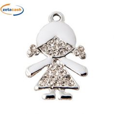 CIONDOLO IN METALLO BIMBA CON STRASS 12 PEZZI