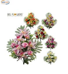 MAZZETTO FRONTALE ORCHIDEE E ROSE D23XH42 CM COL ASS