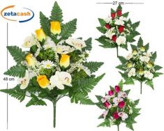 MAZZO FRONTALE BOCCIOLI ROSE ORCHIDEE H45CM ASS