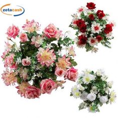 BOUQUET XXL DALIE ROSE ALSTROEMERIE H66CM COL ASS
