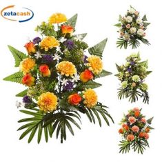 MAZZO FRONTALE XL ZINNIE GERMOGLI H58CM ASS