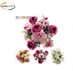 BOUQUET GRANDE PANSE ORCHIDEA E ROSE H 50 DIAMETRO 35 CM.