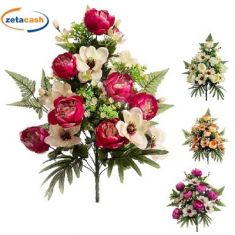 BOUQUET FRONTALE XL PEONIE MAGNOLIE H60CM ASS