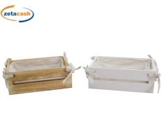 CASSETTA LEGNO NATURALE INTERNO TESSUTO H8X22X15CM