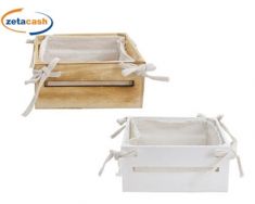 CASSETTA LEGNO INTERNO TESSUTO H8X17.5X17.5CM ASS