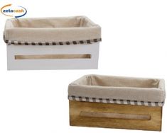 CASSETTA LEGNO INTERNO TESSUTO QUADRI H8X20X13CM